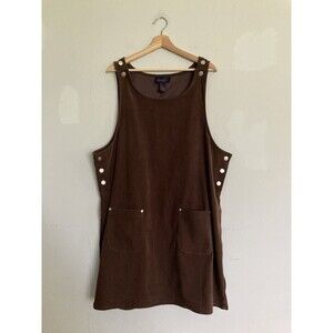 Vintage Overall Dress Jumper 1X Brown Denim & Co. Hong Kong Made